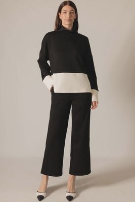 Color Block Mock Neck
