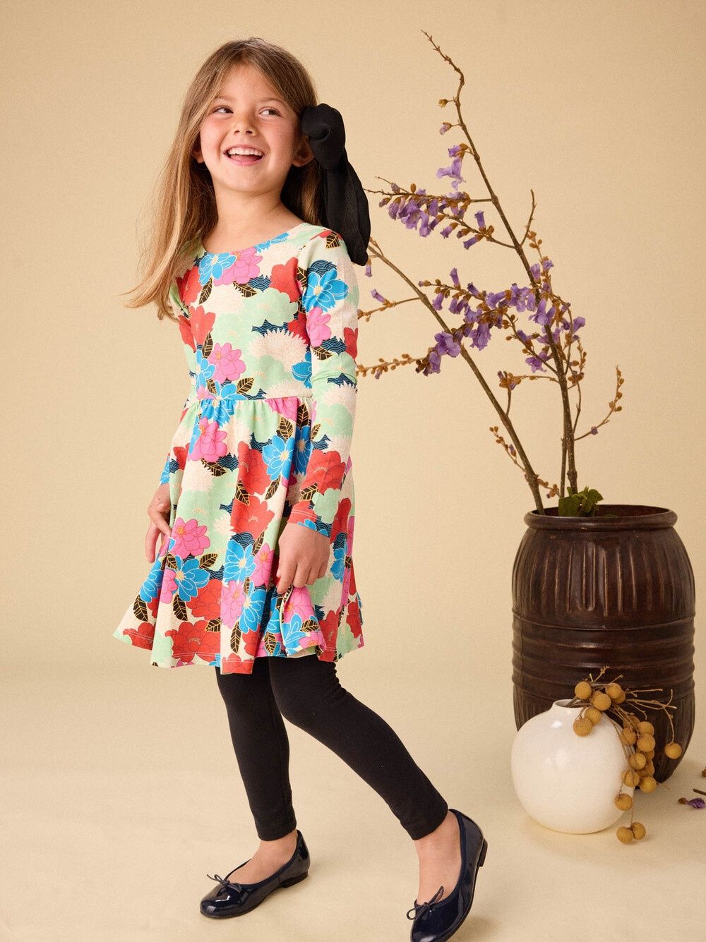 Peonies &amp; Chrysanthemums Twill Dress