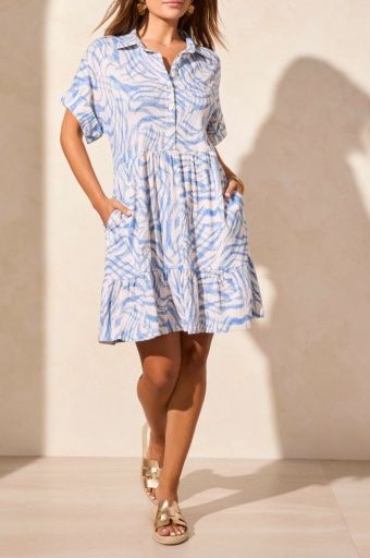 S/S BTN FRT DRESS W/LINING-SEASHELL, Size: M