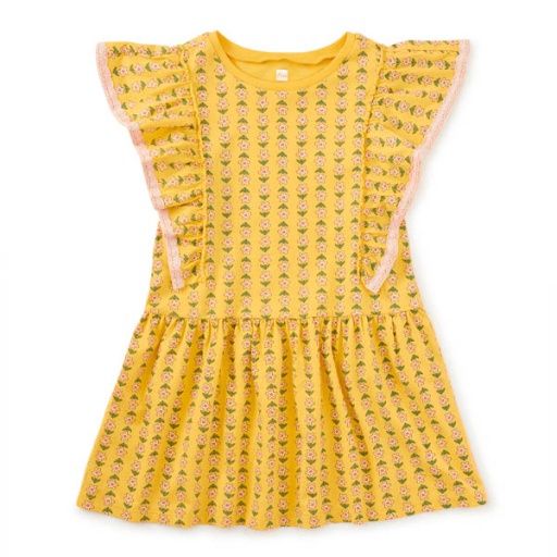 CROCHET TRIM RUFFLE DRESS, Size: 2