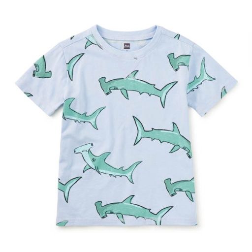 SHARKS PRINTED TEE, Colour: HUNGRY HAMMERHEADS, Size: 2