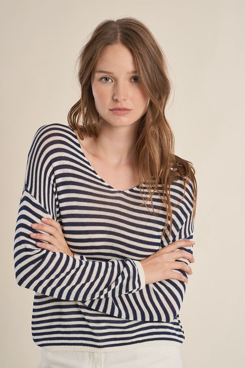 Navy &amp; White Stripe Sweater