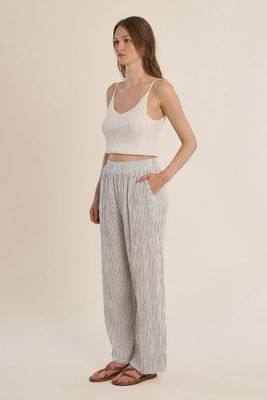 Navy &amp; White Stripe Gauze Pants
