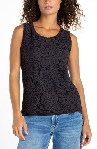 slvlss lace-to-knit hybrid top, Color: black, Size: S