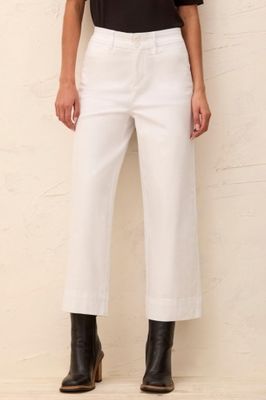 COMFORT STRETCH HIGH RISE PALAZZO PANTS-WHITE