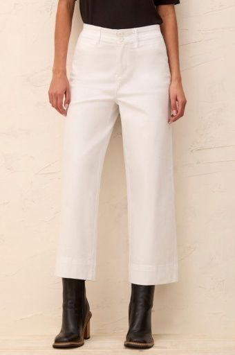 COMFORT STRETCH HIGH RISE PALAZZO PANTS-WHITE, Color: WHITE, Size: 0