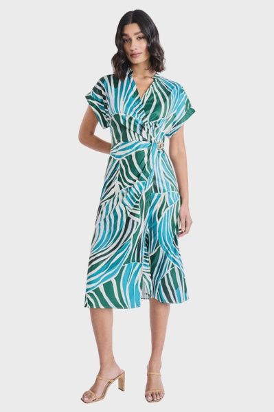 Leaf Print Midi Dress
