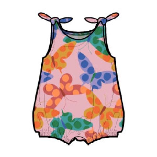 TIE SHOULDER BABY ROMPER, Size: 3_6