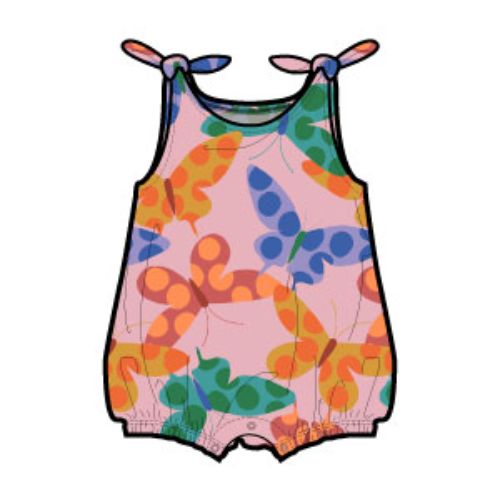 TIE SHOULDER BABY ROMPER, Size: 3_6