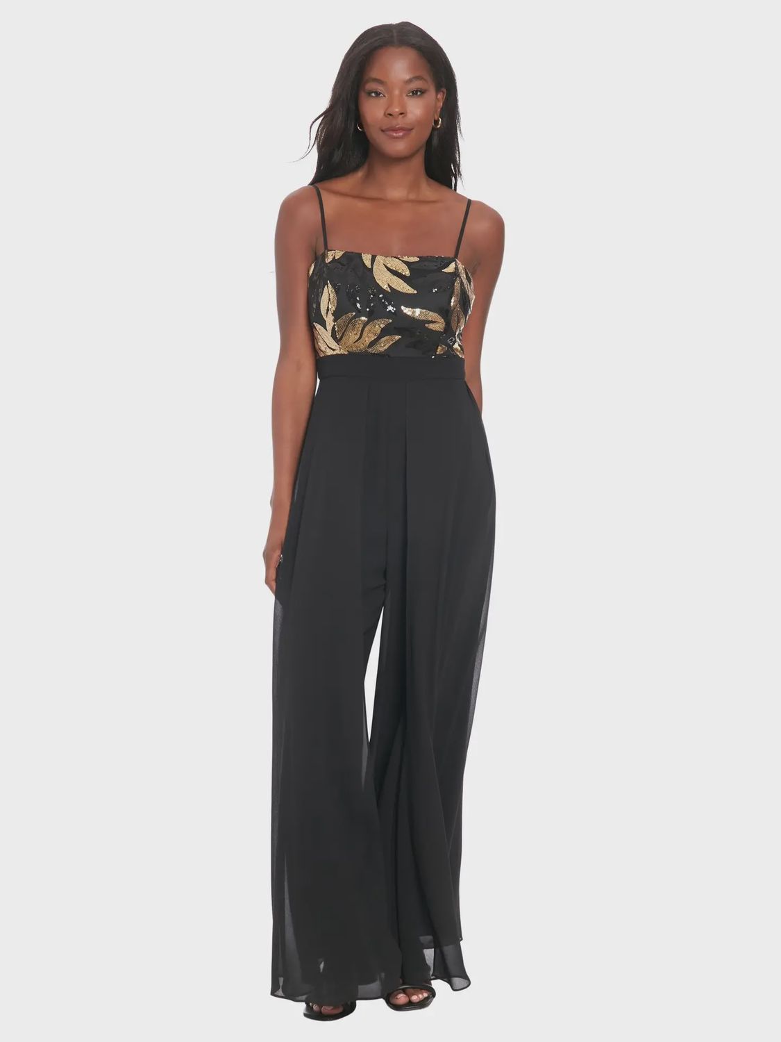 Sequin and Chiffon Flowy Jumpsuit