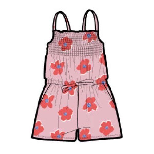 SMOCKED STRAPPY ROMPER, Size: 4