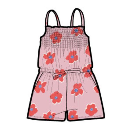 SMOCKED STRAPPY ROMPER, Size: 4