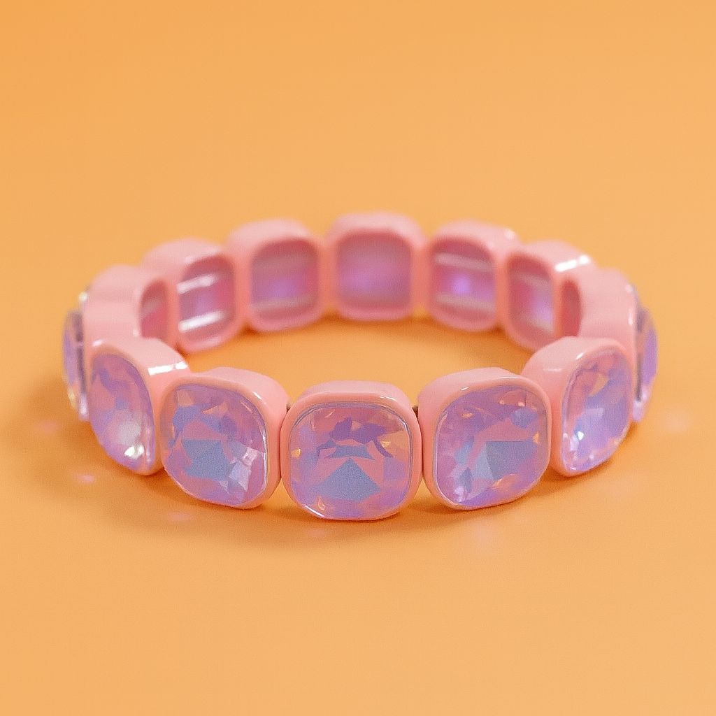 Enamel Stretch Bracelet: Pink + Purple