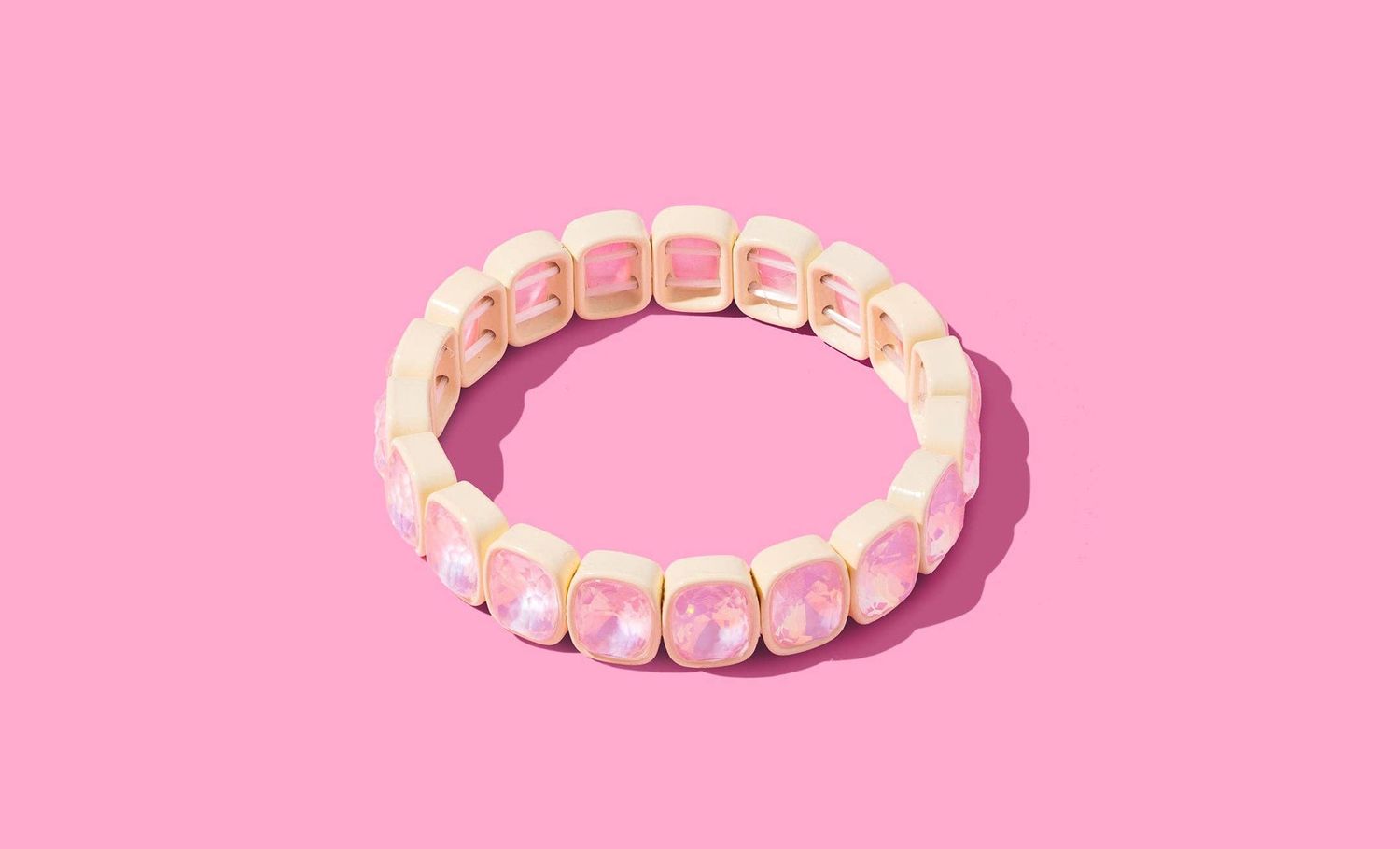 Enamel Stretch Bracelet: White