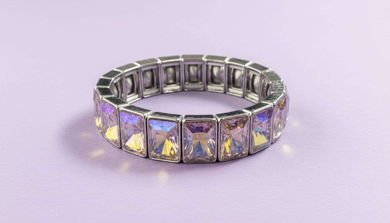 Enamel Stretch Bracelet: Silver