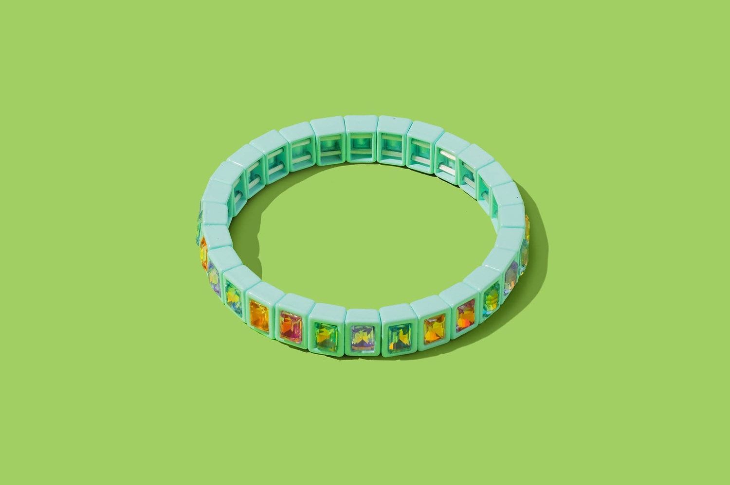 Enamel Stretch Bracelet: Light Blue