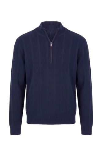 men's l/s 1/4 zip sweater, Colour: navy, Size: M
