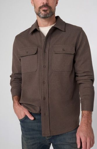 men's knit l/s button up shirt w flap pkts, Colour: deep earth, Size: M