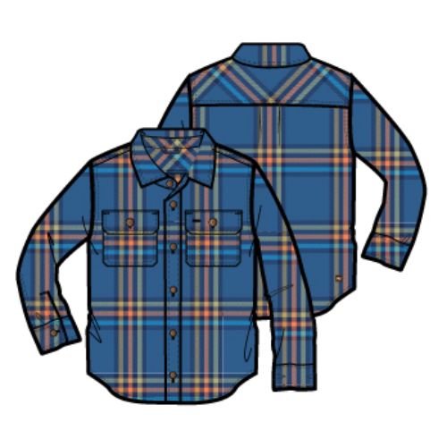 FLANNEL BUTTON UP SHIRT, Colour: BLEU PLAID, Season: FALL 26, Size: 3_6