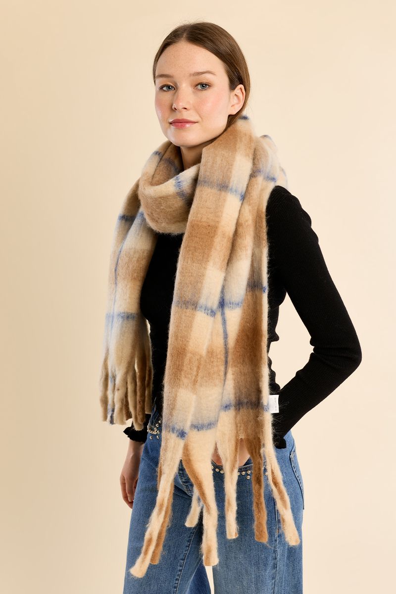 Camel Plaid Scarf