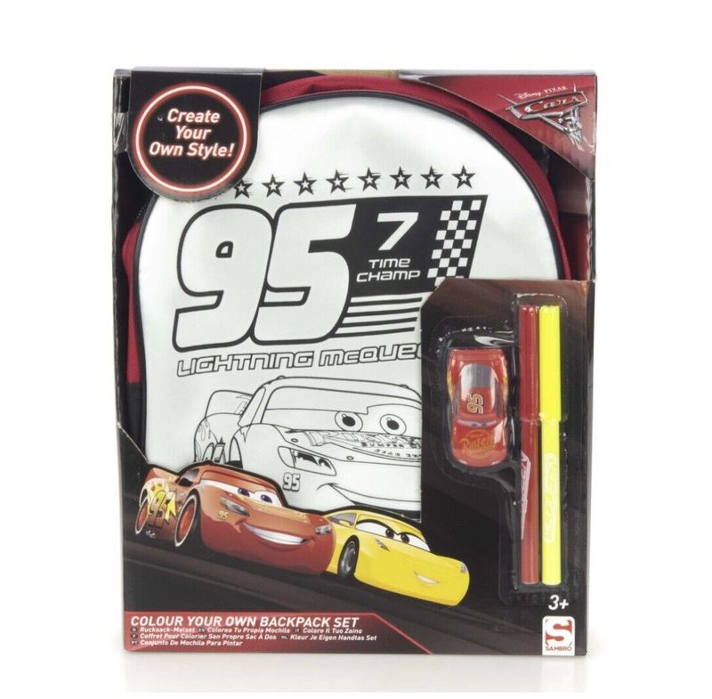 Cars Rucksack zum selber bemalen mit 2 Stifften & Radiergum