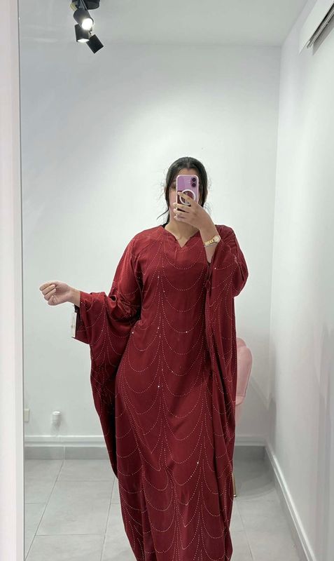 Abaya strass rouge