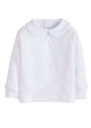 Piped Peter Pan Shirt-White, Color: White, Size: 3M