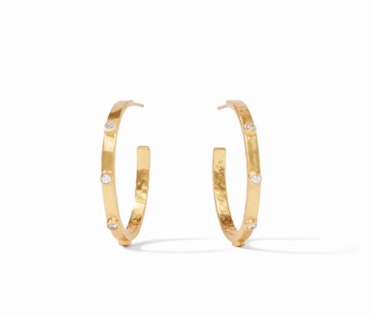 JV Crescent Stone Hoop Cubic Zirconia- Large