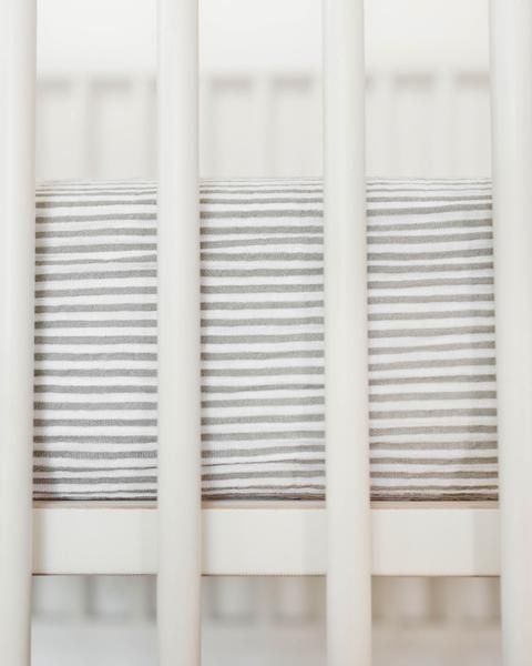 Little Unicorn Gray Stripe Cotton Muslin Crib Sheet