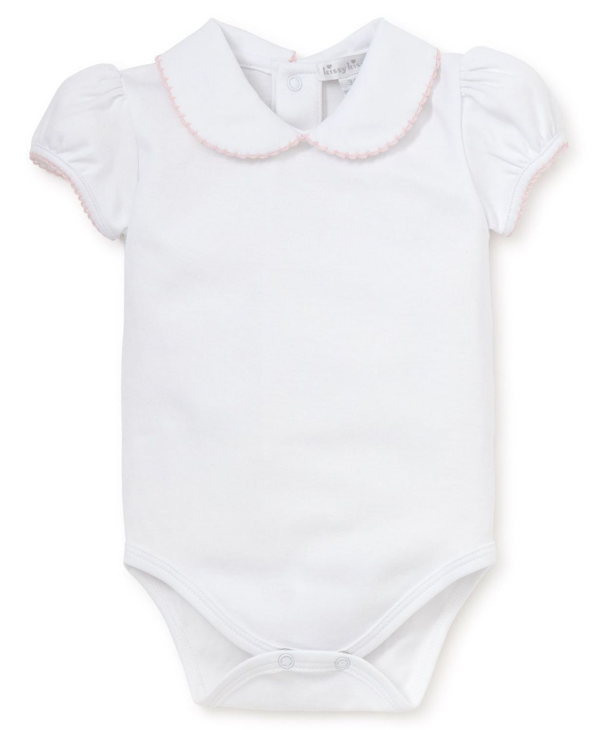 KK Basics S/S Body W/ Collar - Girl  Wht/Pk