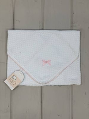 Paty White/Pink Receiving Blanket