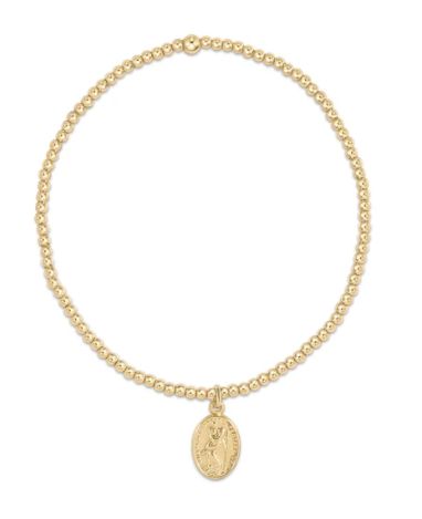 Classic Gold 2mm Bead Bracelet - Protection - Small Gold Charm