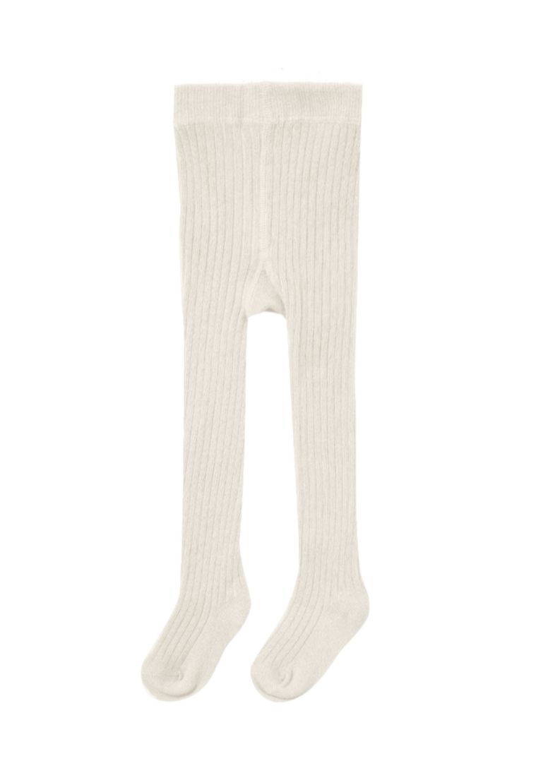 QM Solid Ribbed Tights Ivory