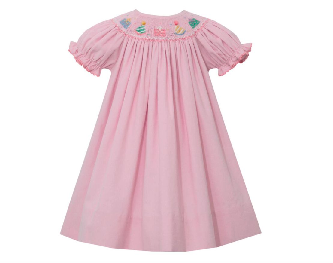 Petite Bebe Pink Corduroy Smocked Birthday Dress
