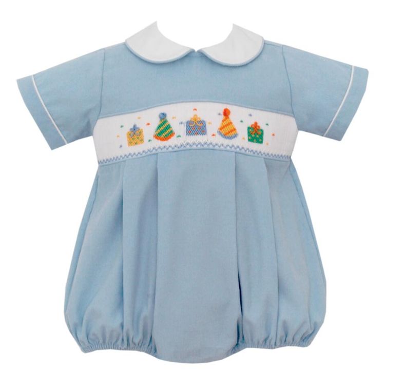 Petit Bebe Boy&#39;s Birthday Bubble Blue Corduroy 