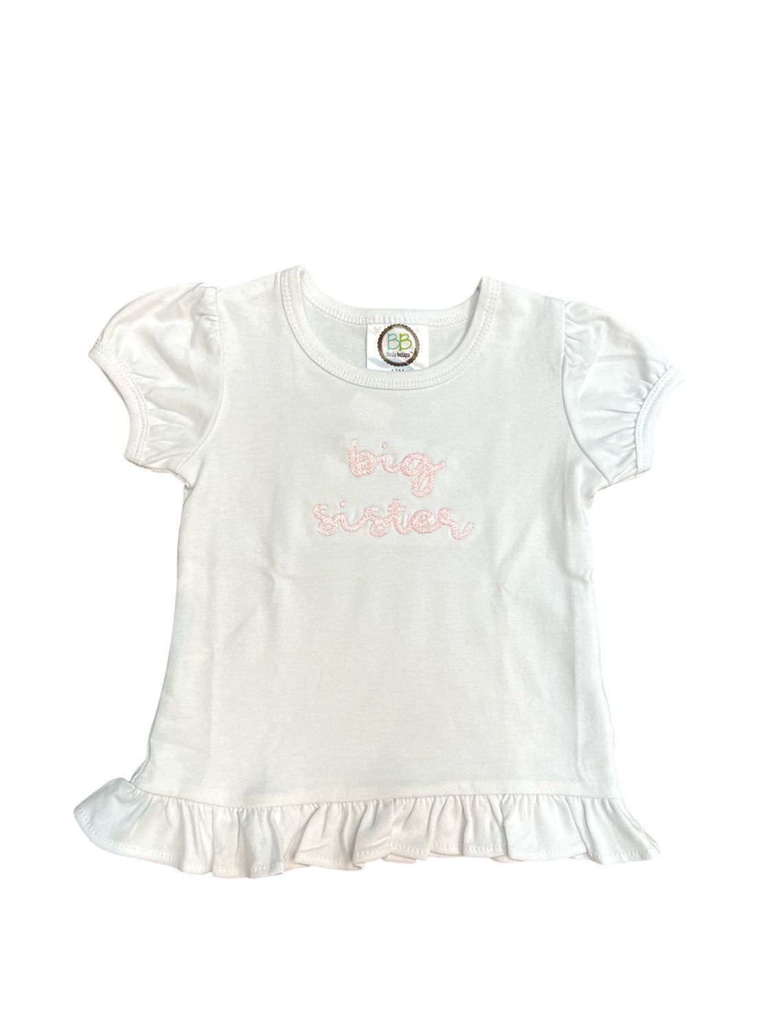 LW Girls S/S Shirt- Harriet Font in Pink &quot;Big Sister&quot; 