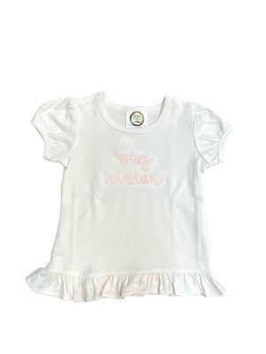 LW Girls S/S Shirt- Harriet Font in Pink &quot;Big Sister&quot; 