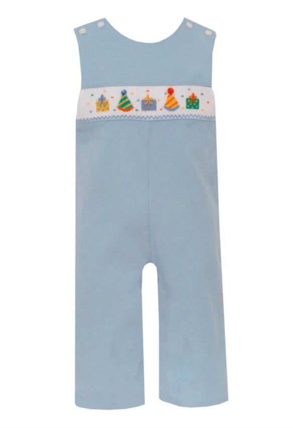 Petit Bebe Boy&#39;s Birthday Long Jon Jon- Blue Corduroy 