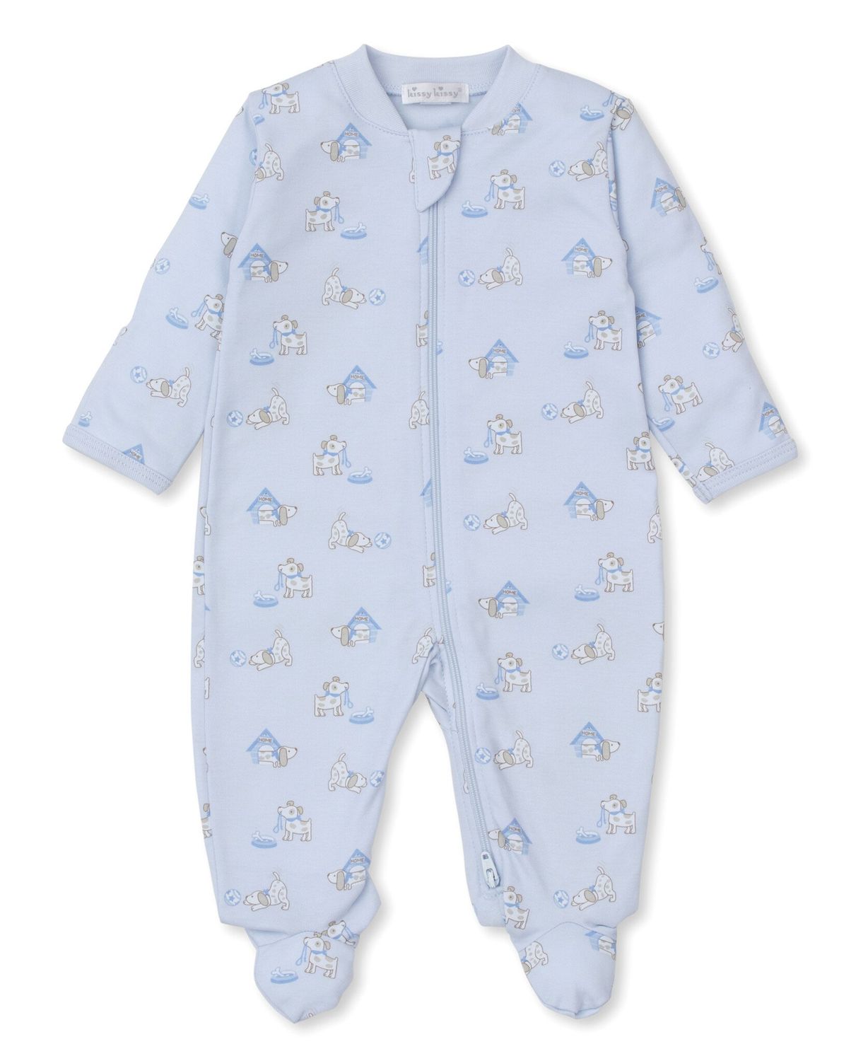 KK Footie with Zipper- Light Blue Pups in Action