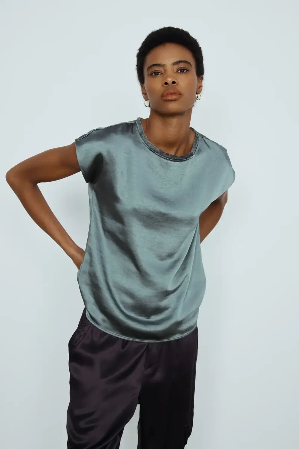 MN Willow Satin Teal Top