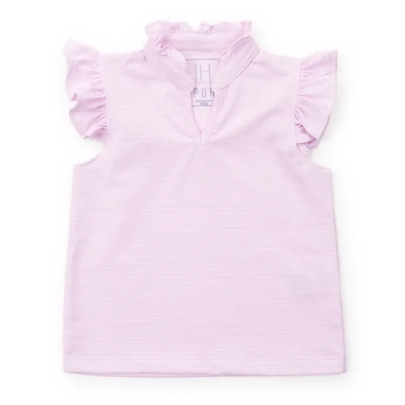 Ellie Performance Top- Pink and White Stripes