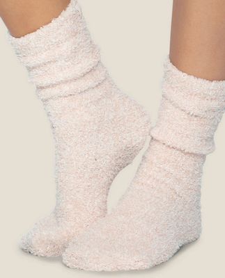 BFD CozyChic Heathered Socks - Dusty Rose-White