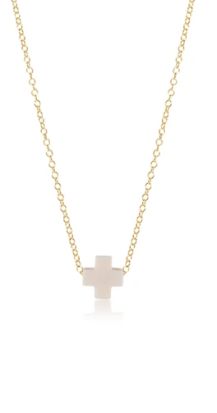 EN 16&quot; Necklace Gold Signature Cross Off-White