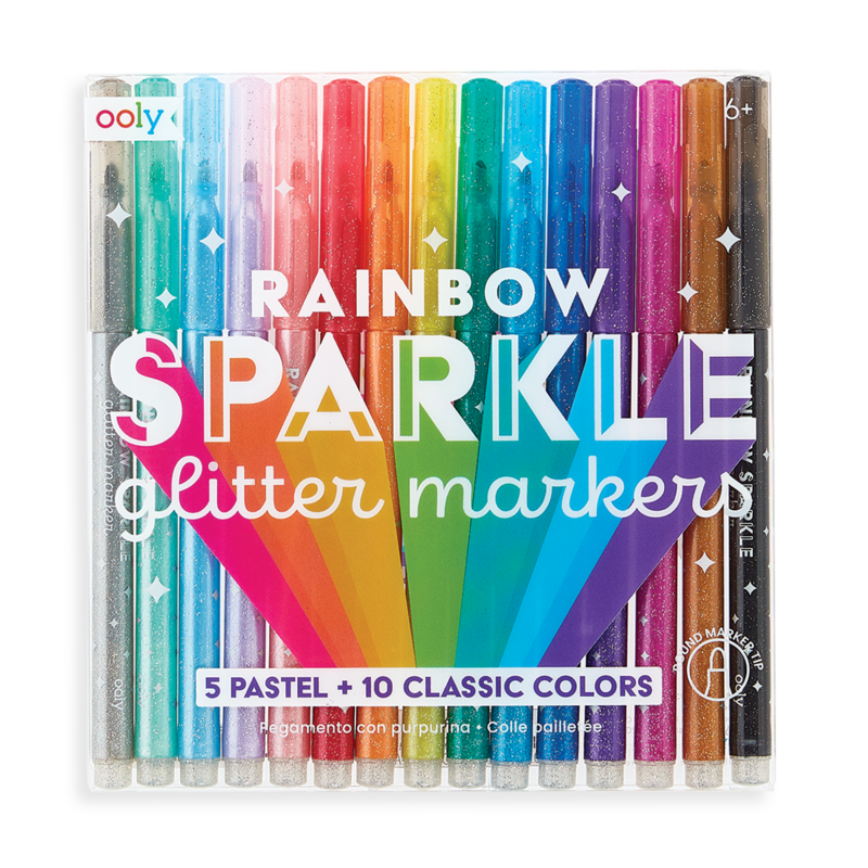 Ooly Rainbow Sparkle Glitter Markers - Set of 15