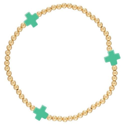 EG Signature Cross Bracelet Gold 2mm-  Emerald