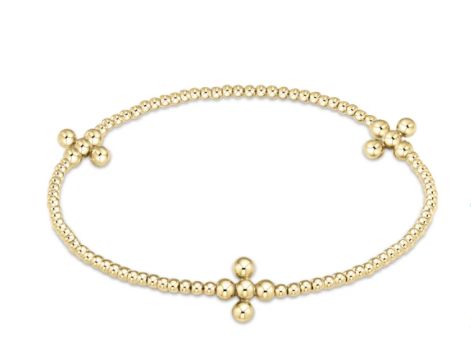 E Newton Signature Cross Gold Pattern 2mm Bracelet with 3mm bead cross