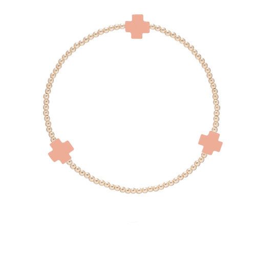 EN Signature Cross Gold Pattern 2mm Bracelet - Coral