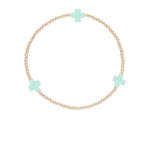 EN Signature Cross Gold Pattern 2mm Bracelet - Mint