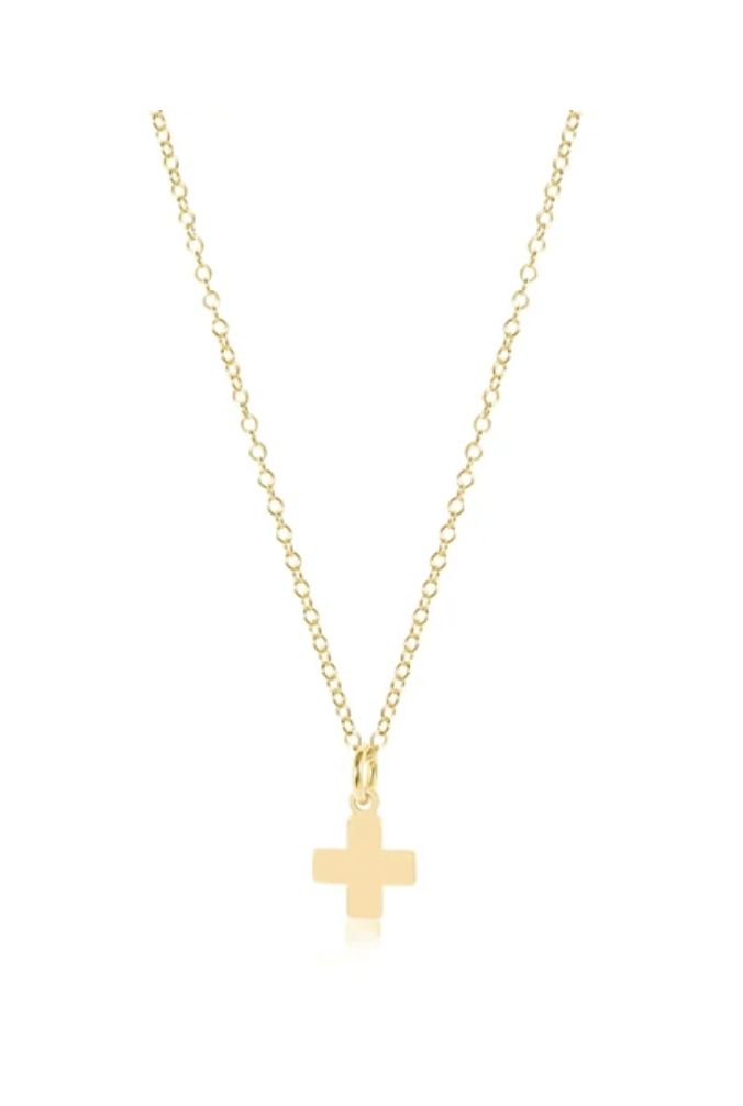 EN Signature Cross Necklace Gold Charm 16&quot;