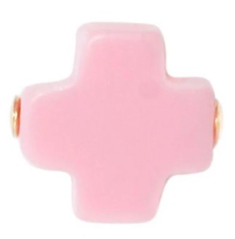 EG Signature Cross Necklace 14" Light Pink